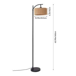 EONLION Rattan Shade Floor Lamp, Minimalist Standing Light in Black - thumbnail 2