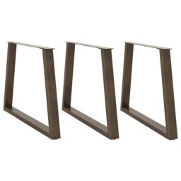 Berkfield Home Dining Table Legs V-Shape 3 pcs Natural Steel 90x(72-73.3) cm Steel in Brown