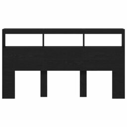Berkfield Home Headboard Cabinet with LED Black Oak 180x17x102 cm - Size: 180 x 17 x 102 cm - thumbnail 7
