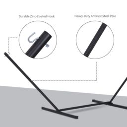 OUTSUNNY 3.6m Long Metal Hammock Stand Frame Replacement Garden Outdoor Patio in Black - thumbnail 6