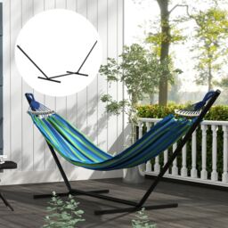 OUTSUNNY 3.6m Long Metal Hammock Stand Frame Replacement Garden Outdoor Patio in Black - thumbnail 1