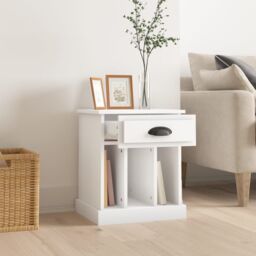 Berkfield Home Bedside Cabinet White 43x36x50 cm - Size: 43 x 36 x 50 cm - thumbnail 3