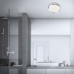 BRILONER Chrome IP44 12W With Star Effect Bathroom LED Ceiling Light in Silver - thumbnail 7