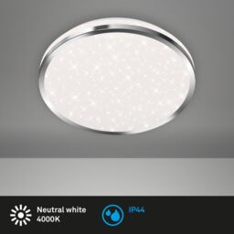 BRILONER Chrome IP44 12W With Star Effect Bathroom LED Ceiling Light in Silver - thumbnail 2