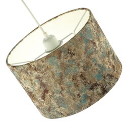 Happy Homewares Graphic Designer Round Drum Lamp Shade in Teal Cream & Taupe Colours - Size: 12 inches - thumbnail 5