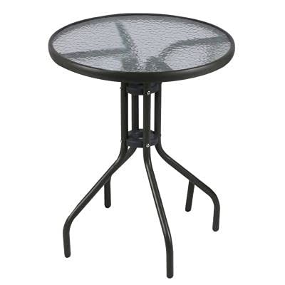 Marco Paul 60cm Round Glass Top Garden Table in Black - image 1
