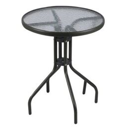 Marco Paul 60cm Round Glass Top Garden Table in Black - thumbnail 1