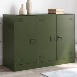 Berkfield Home Sideboard Olive Green 99x39x73 cm Steel - Size: 99 x 39 x 73 cm - thumbnail 2