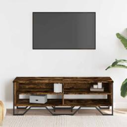Berkfield Home TV Cabinet Smoked Oak 122x34x41 cm Engineered Wood in Brown - Size: 122 x 34 x 41 cm - thumbnail 1
