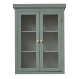 Melody Maison Green Glass Fronted Wall Cabinet 75cm X 57cm in Dark Green - Size: 75 cm X 57 cm - thumbnail 1