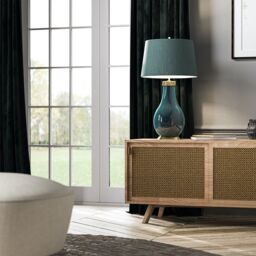 Netlighting Havering 1 Light Table Lamp AzureTurquoise with Aged Brass in Green - thumbnail 4