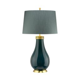 Netlighting Havering 1 Light Table Lamp AzureTurquoise with Aged Brass in Green - thumbnail 2