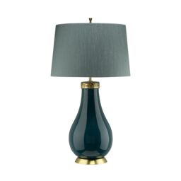 Netlighting Havering 1 Light Table Lamp AzureTurquoise with Aged Brass in Green - thumbnail 1