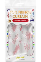 Netagon Shimmer Tinsel Curtain Christmas Snow Design 2M x 1M Red - thumbnail 2