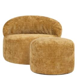 icon Orb Accent Chair & Milano Round Footstool Chenille in Gold - thumbnail 4