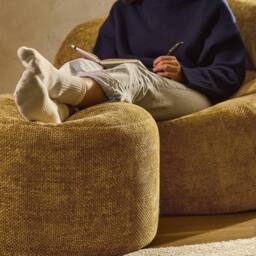 icon Orb Accent Chair & Milano Round Footstool Chenille in Gold - thumbnail 6