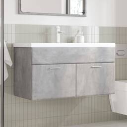 Berkfield Home Bathroom Sink Cabinet with Built-in Basin Concrete Grey - thumbnail 3