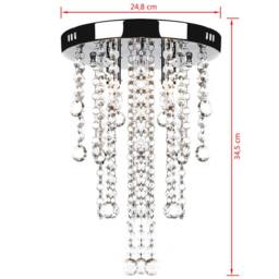 Berkfield Home Beautiful White Metal Ceiling Lamp with Crystal Beads in Silver - thumbnail 5