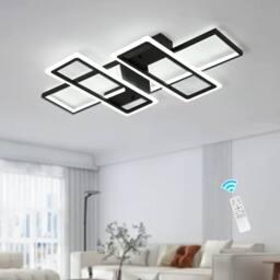 NIVOR Dimmable 95W 4-Squares Black Acrylic LED Ceiling Light with Remote - thumbnail 1