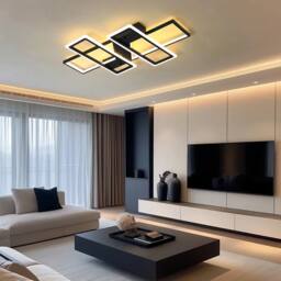 NIVOR Dimmable 95W 4-Squares Black Acrylic LED Ceiling Light with Remote - thumbnail 4