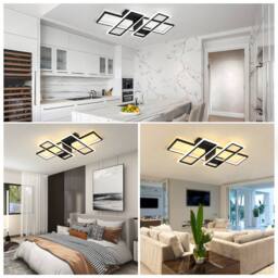 NIVOR Dimmable 95W 4-Squares Black Acrylic LED Ceiling Light with Remote - thumbnail 8