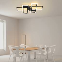 NIVOR Dimmable 95W 4-Squares Black Acrylic LED Ceiling Light with Remote - thumbnail 6