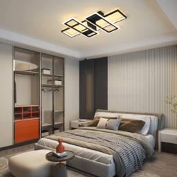 NIVOR Dimmable 95W 4-Squares Black Acrylic LED Ceiling Light with Remote - thumbnail 7