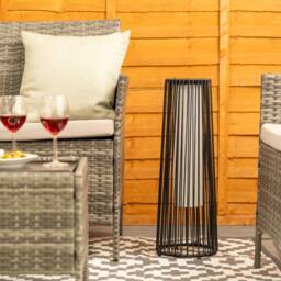 ValueLights Black Rattan Large Solar Garden Outdoor Floor Lamp - thumbnail 3