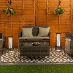 ValueLights Black Rattan Large Solar Garden Outdoor Floor Lamp - thumbnail 4