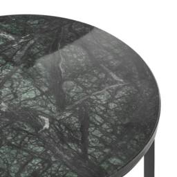 Wyld and Coco Side Table - 40cm Marble Top Dark Green Iron Frame - thumbnail 3