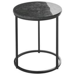 Wyld and Coco Side Table - 40cm Marble Top Dark Green Iron Frame - thumbnail 2