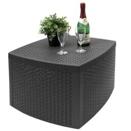 EONLION Rattan Indoor Outdoor Coffee Table Garden Furniture Bench Box Patio Side Snack in White - thumbnail 4