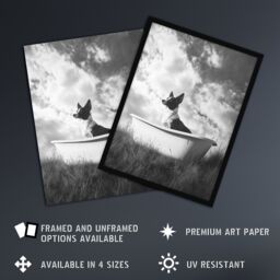 "Artery8 Collie in a Bathtub Black White Surreal Dog Lover Wall Art Print in Grey - Size: W24"" x H32""" - thumbnail 2