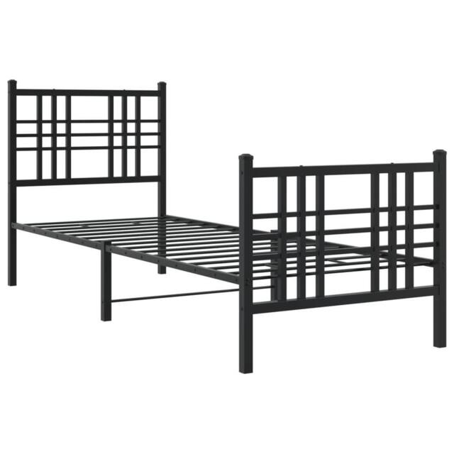 Berkfield Home Metal Bed Frame without Mattress with Footboard Black 75x190cm - Size: 75x190 cm - image 1
