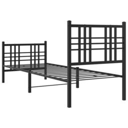 Berkfield Home Metal Bed Frame without Mattress with Footboard Black 75x190cm - Size: 75x190 cm - thumbnail 6