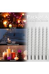 Deco Express 6 Hours Twisted Candles Pack of 6 in Silver - Size: 6 Pack - thumbnail 6