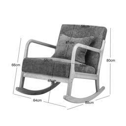 Nordlys Rocking Chair Scandinavian Rocking Chair Fabric in Grey - thumbnail 4