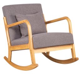 Nordlys Rocking Chair Scandinavian Rocking Chair Fabric in Grey - thumbnail 1
