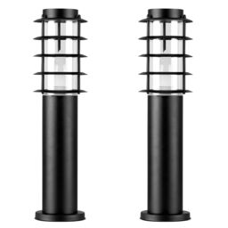 ValueLights Wharf Set of 2 Black Stainless Steel Outdoor 450mm Ground Post Bollard Lights - thumbnail 2