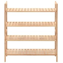 Berkfield Home Shoe Rack Solid Walnut Wood 69x26x81 cm in Beige - Size: 69 x 26 x 81 cm - thumbnail 2