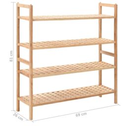 Berkfield Home Shoe Rack Solid Walnut Wood 69x26x81 cm in Beige - Size: 69 x 26 x 81 cm - thumbnail 6