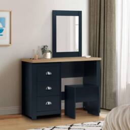 Birlea Highgate Dressing Table With Stool & Mirror Navy Blue - thumbnail 1