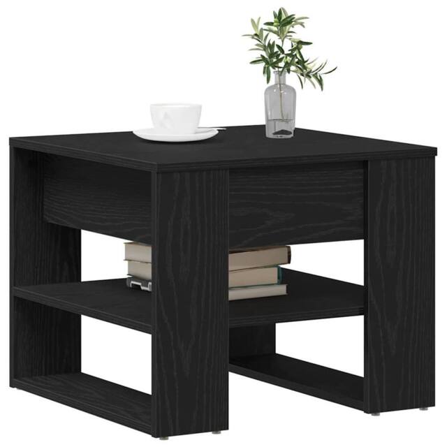 Berkfield Home Modern Black Oak Coffee Table 55.5x55x45 cm Made from Engineered Wood - image 1