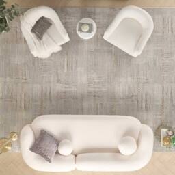 The Rug Shop UK Silver Modern Abstract Polyester Easy To Clean Latex Back Area Rug - Size: 240 cm x 300 cm - thumbnail 3
