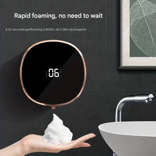 NESTLUNE Automatic Soap Dispenser Wall Mounting w/Sensor, Electric Plastic Soap in Black - image 1