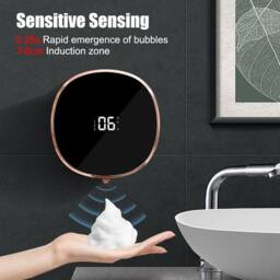 NESTLUNE Automatic Soap Dispenser Wall Mounting w/Sensor, Electric Plastic Soap in Black - thumbnail 2