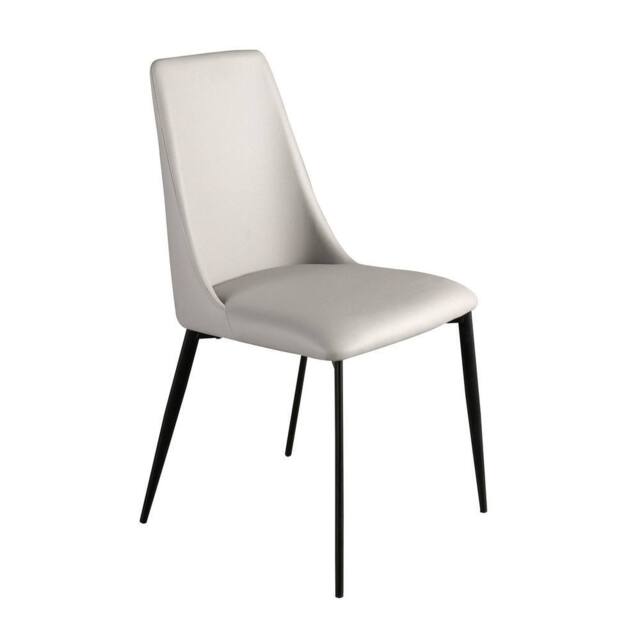 Angel Cerda Light Grey Leatherette Dining Chair - Black Stainless - image 1
