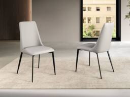 Angel Cerda Light Grey Leatherette Dining Chair - Black Stainless - thumbnail 3