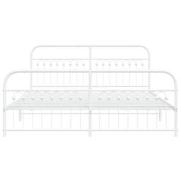 Berkfield Home Metal Bed Frame without Mattress with Footboard White 183x213cm - Size: 183x213 cm - thumbnail 4