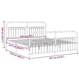 Berkfield Home Metal Bed Frame without Mattress with Footboard White 183x213cm - Size: 183x213 cm - thumbnail 8